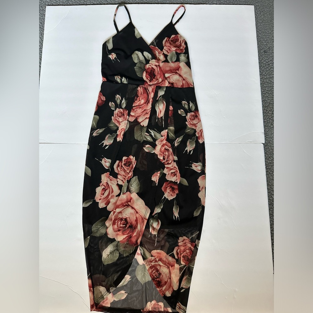 Black floral cami dress